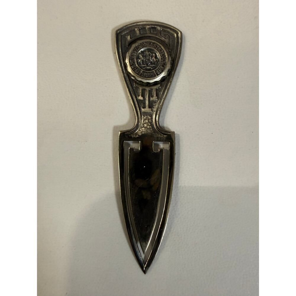 Vintage Pennsylvania Keystone State Metal Bookmark - Commonwealth of PA Seal